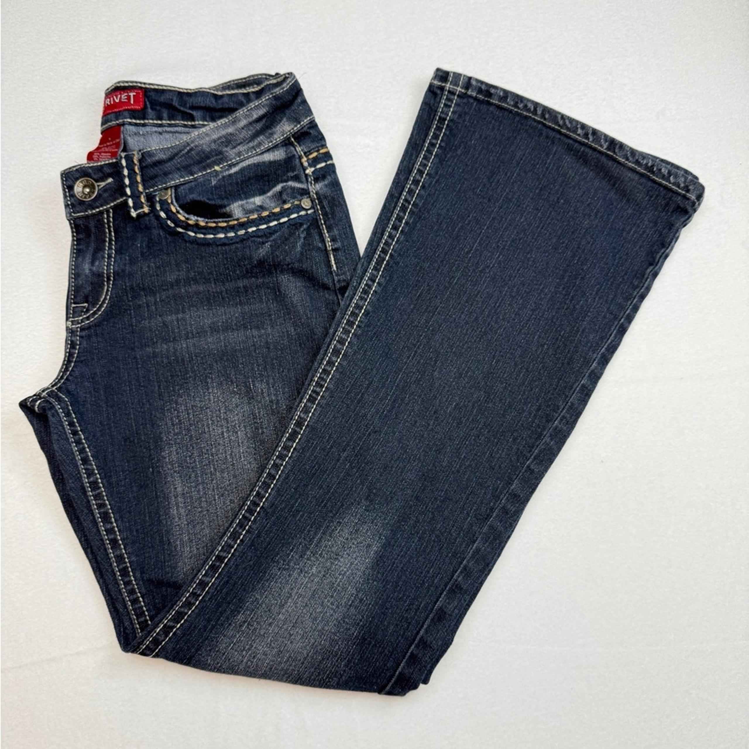 Red Rivet Size 9 Blue Flare Wide Leg Jeans
