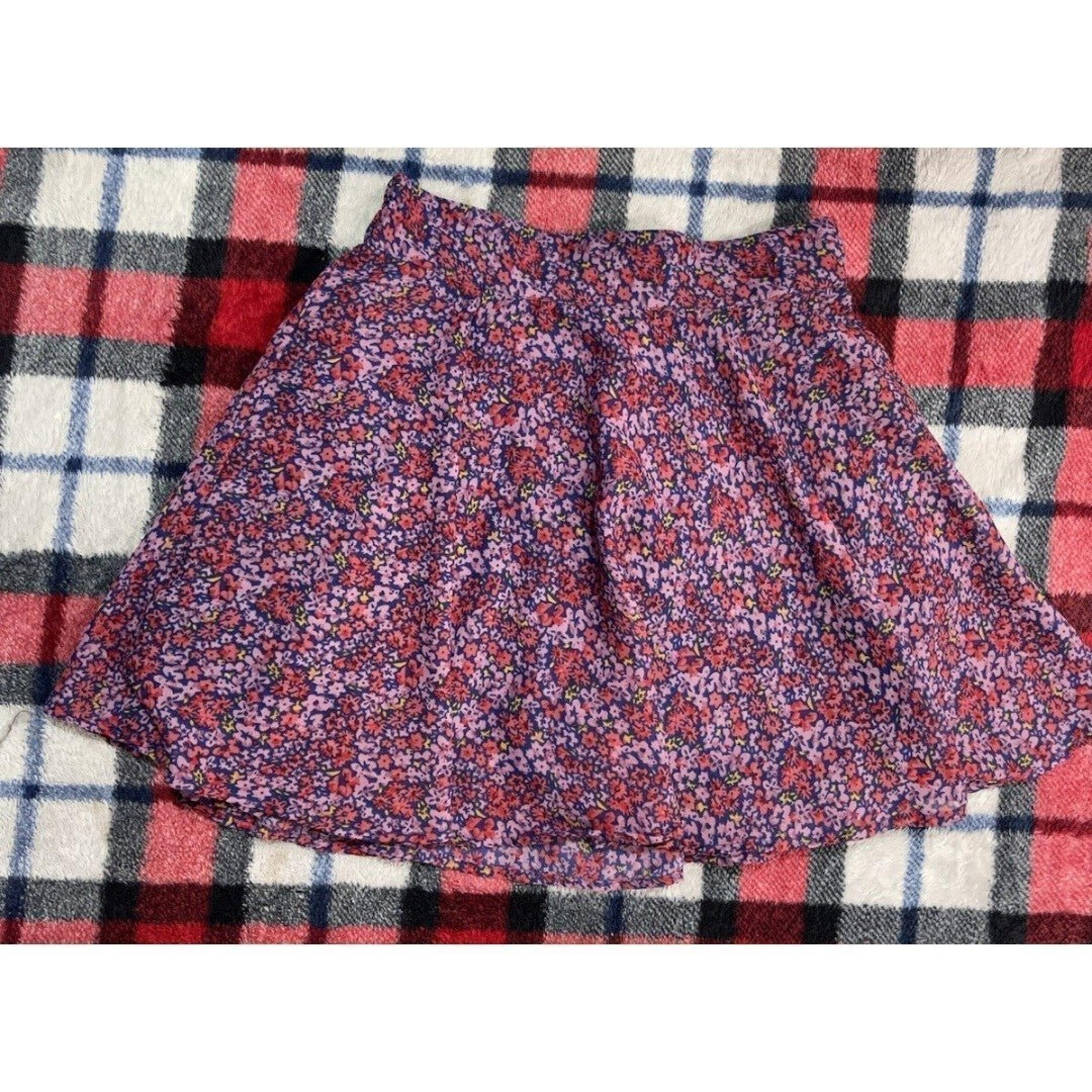 Delias Womens Skater Mini Skirt Size S Pink Pleated Swing Floral Pull On Lined