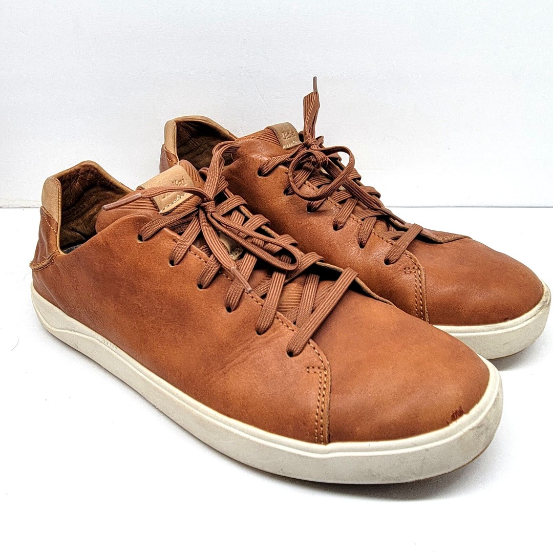 Olukai Lae'Ahi Li 'Ili Brown Leather Casual Lifestyle Sneakers Mens Size 11