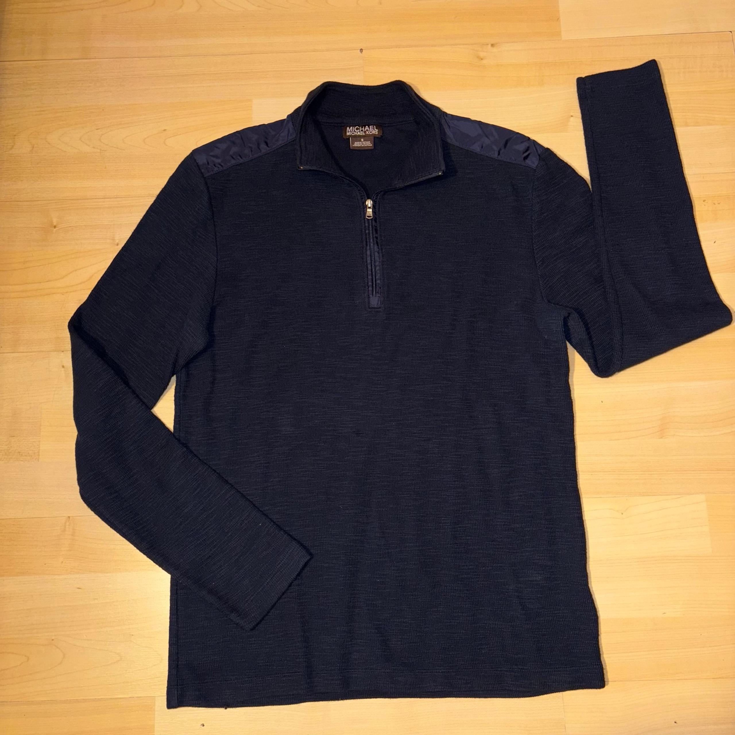 Michael Kors Sweater Men Small Midnight Blue 1/4 Zip Pullover Long Sleeve