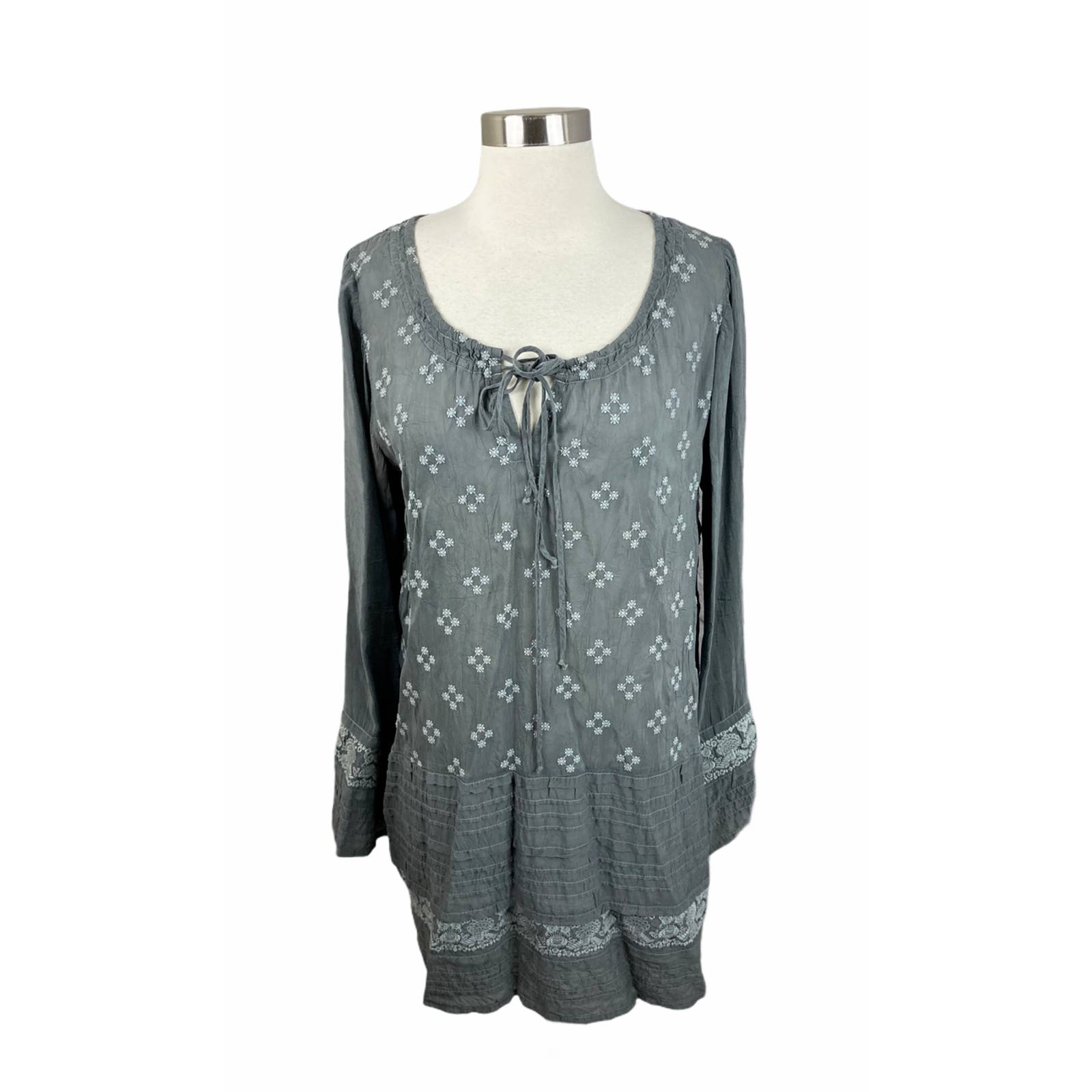 Johnny Was Embroidered Tie Pleat Tunic