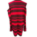 Questions Women's Red & Black Striped Cold Shoulder Sweater 2X metallic thread