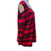 Questions Women's Red & Black Striped Cold Shoulder Sweater 2X metallic thread