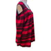 Questions Women's Red & Black Striped Cold Shoulder Sweater 2X metallic thread
