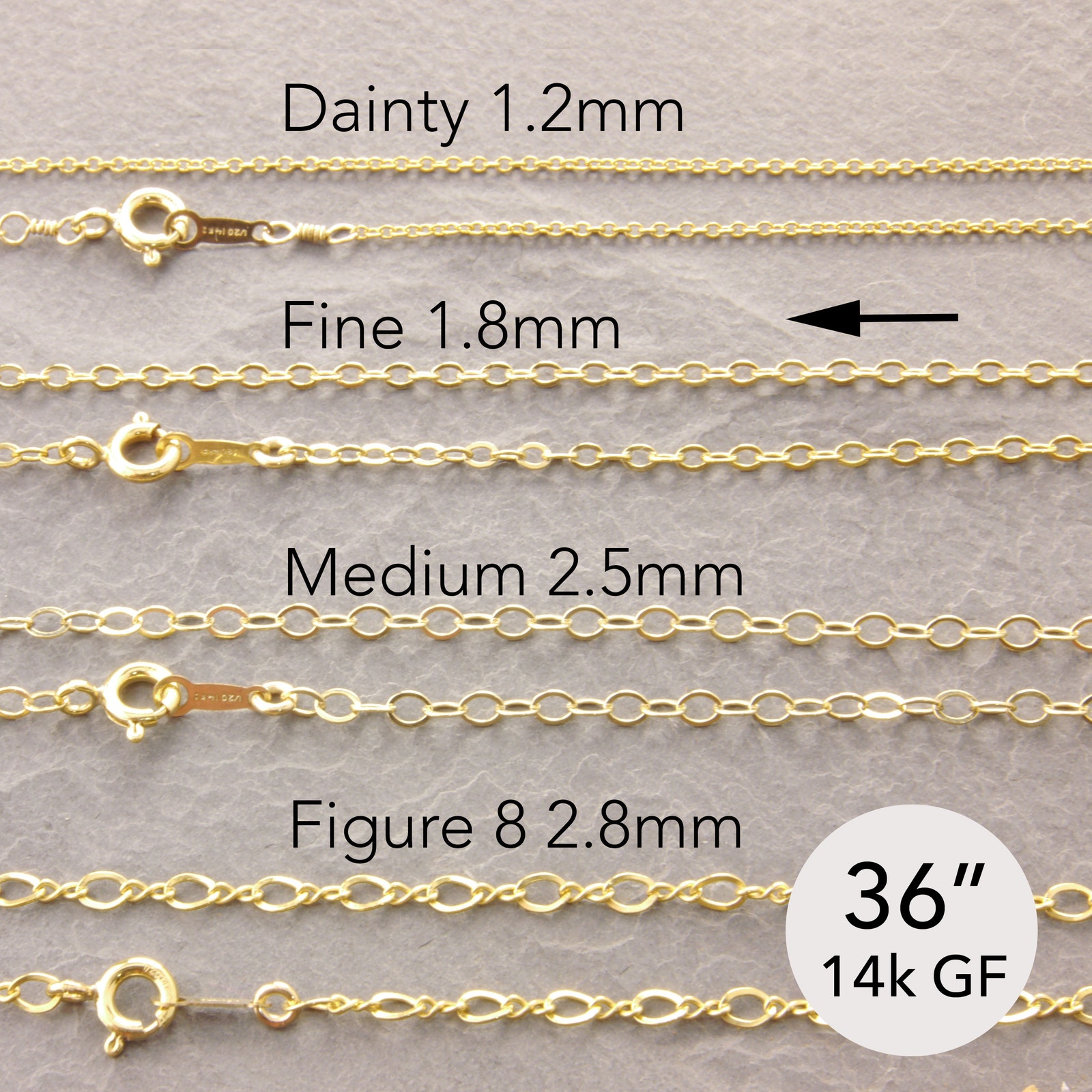 36 Delicate Gold Necklace, 14k gold filled, fine chain, thin (535-1gf-sp)