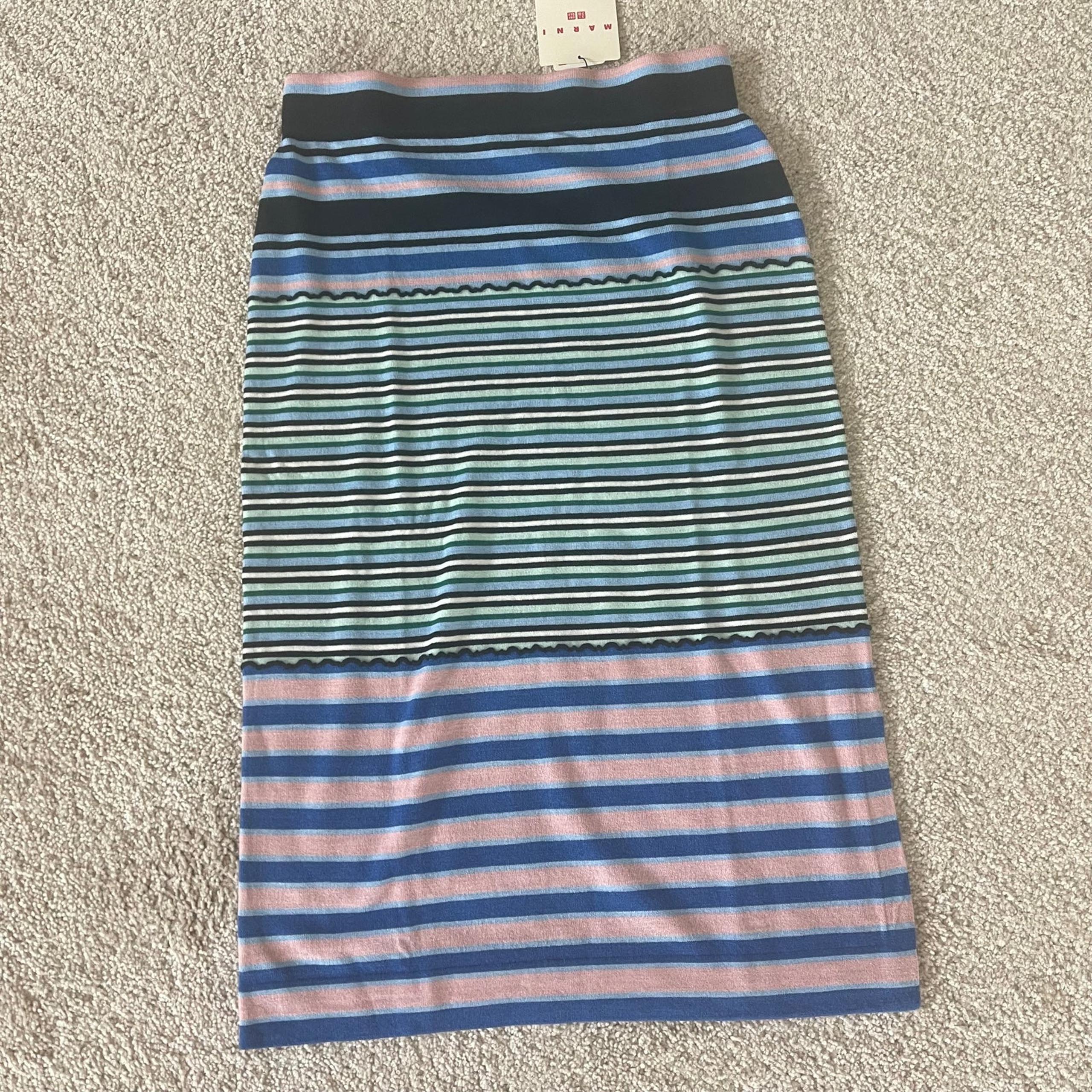 Marni & Uniqlo merino blend striped knitted skirt NWT