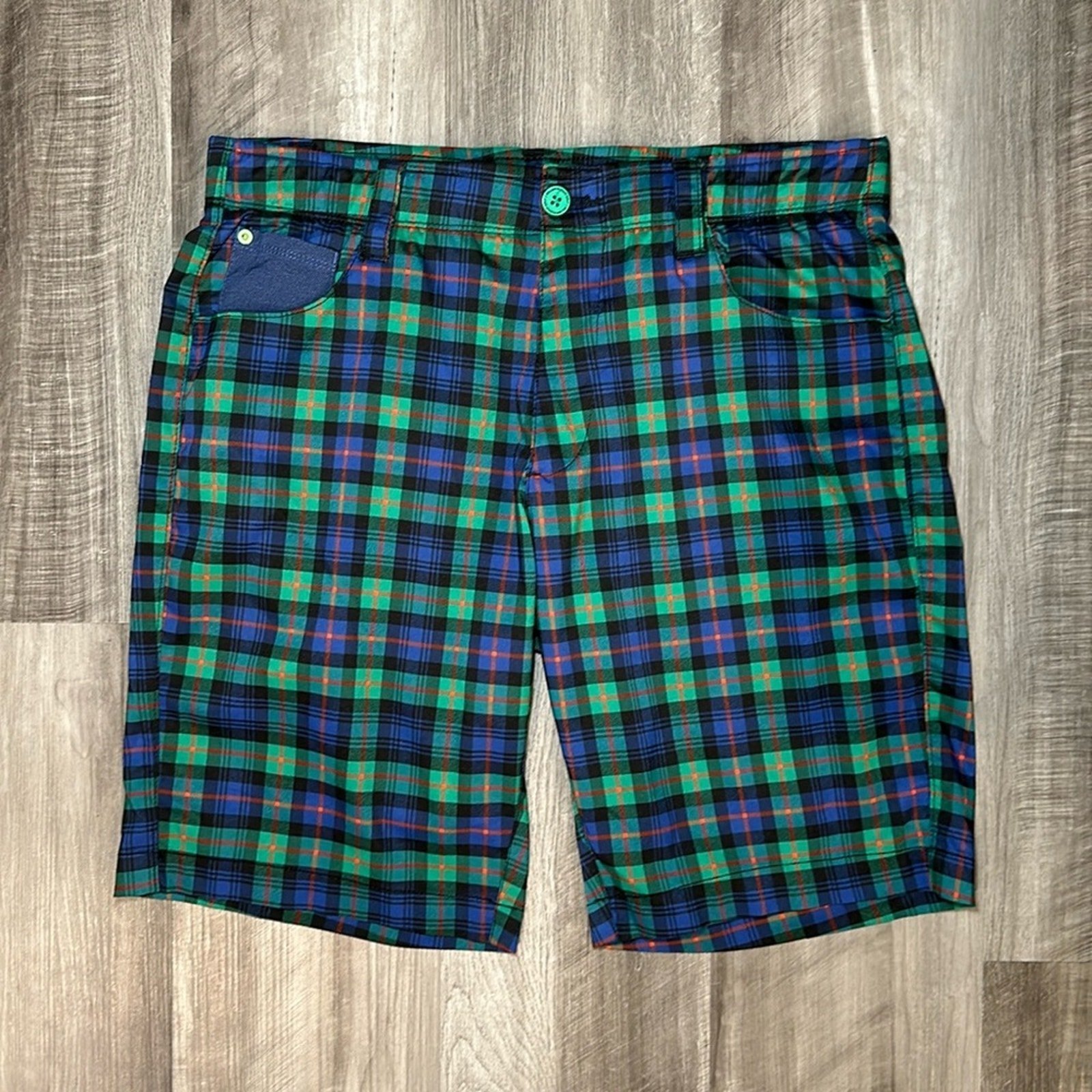 William Murray Straight Fit Plaid Golf Shorts - 34