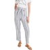 Madewell Linen Cotton Paperbag High Rise Tapered Pants Size 4 White Blue Stripe