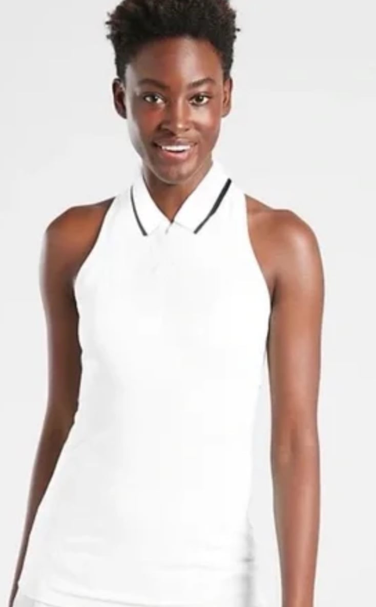 NWT ATHLETA Momentum Polo Tank top 1/4 Zip Neck White size Small