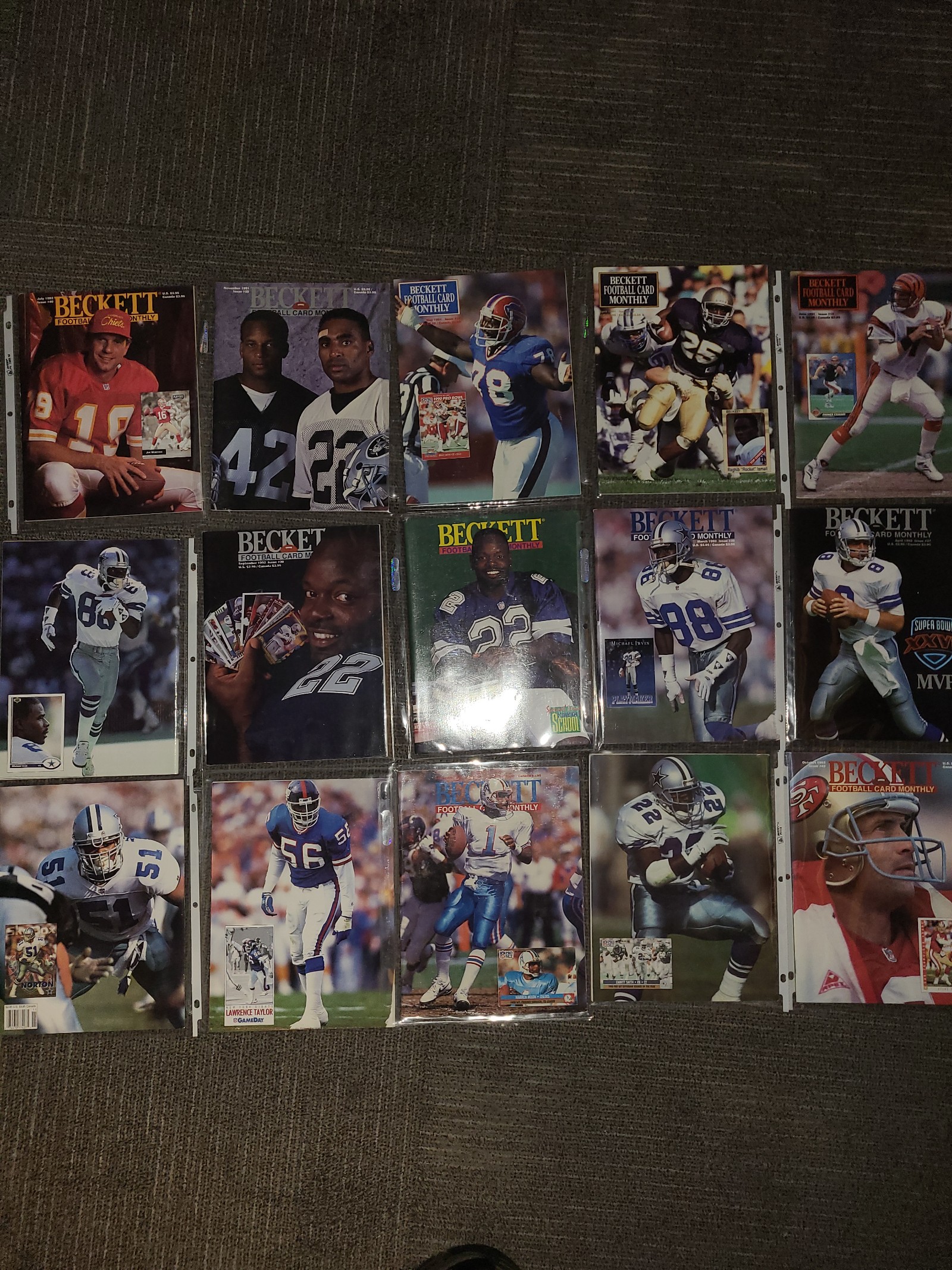 Lot of 15 Beckett Football Card Monthly Magazines 1991-1993