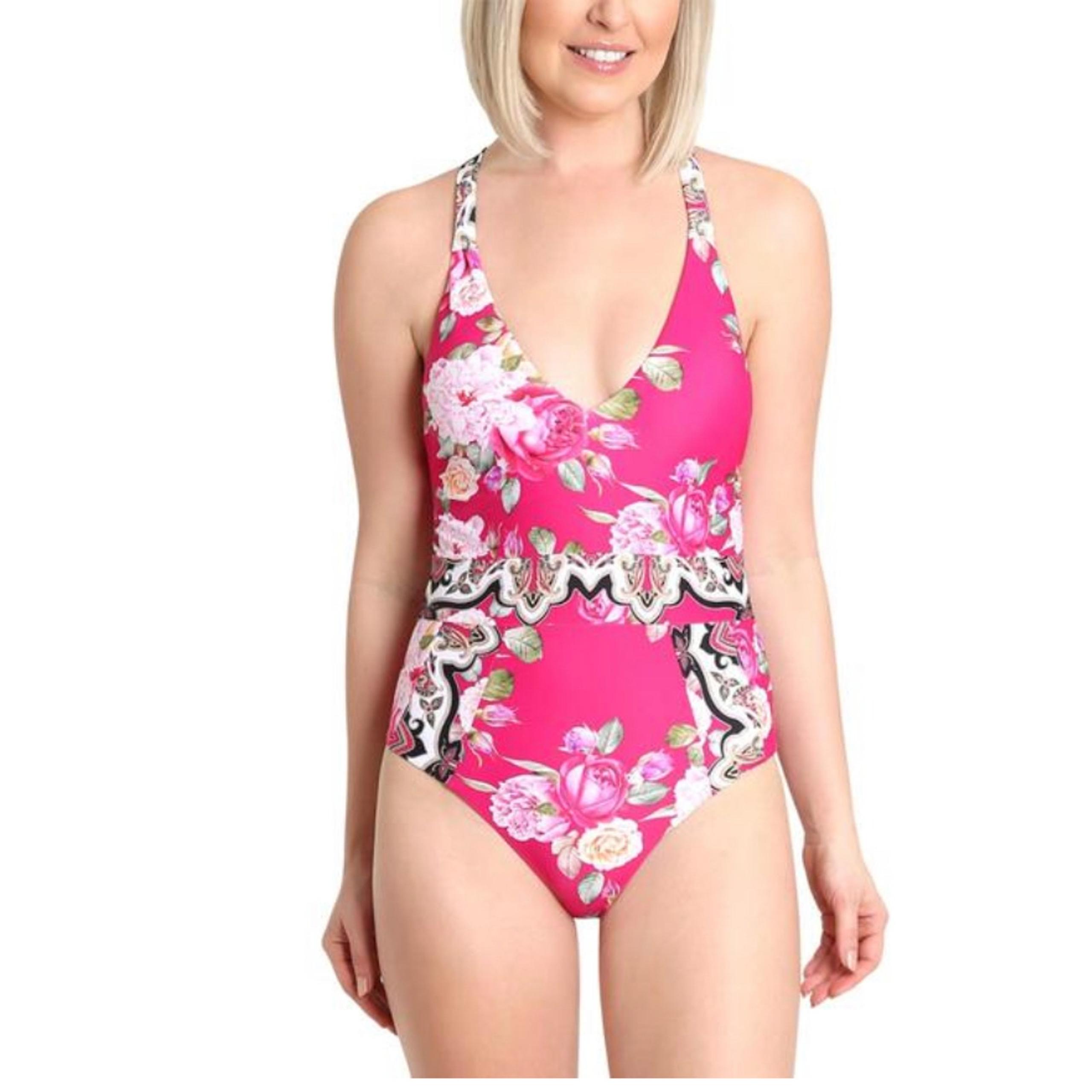 Nanette Lepore One piece bathing suit Pink Rose Print 8