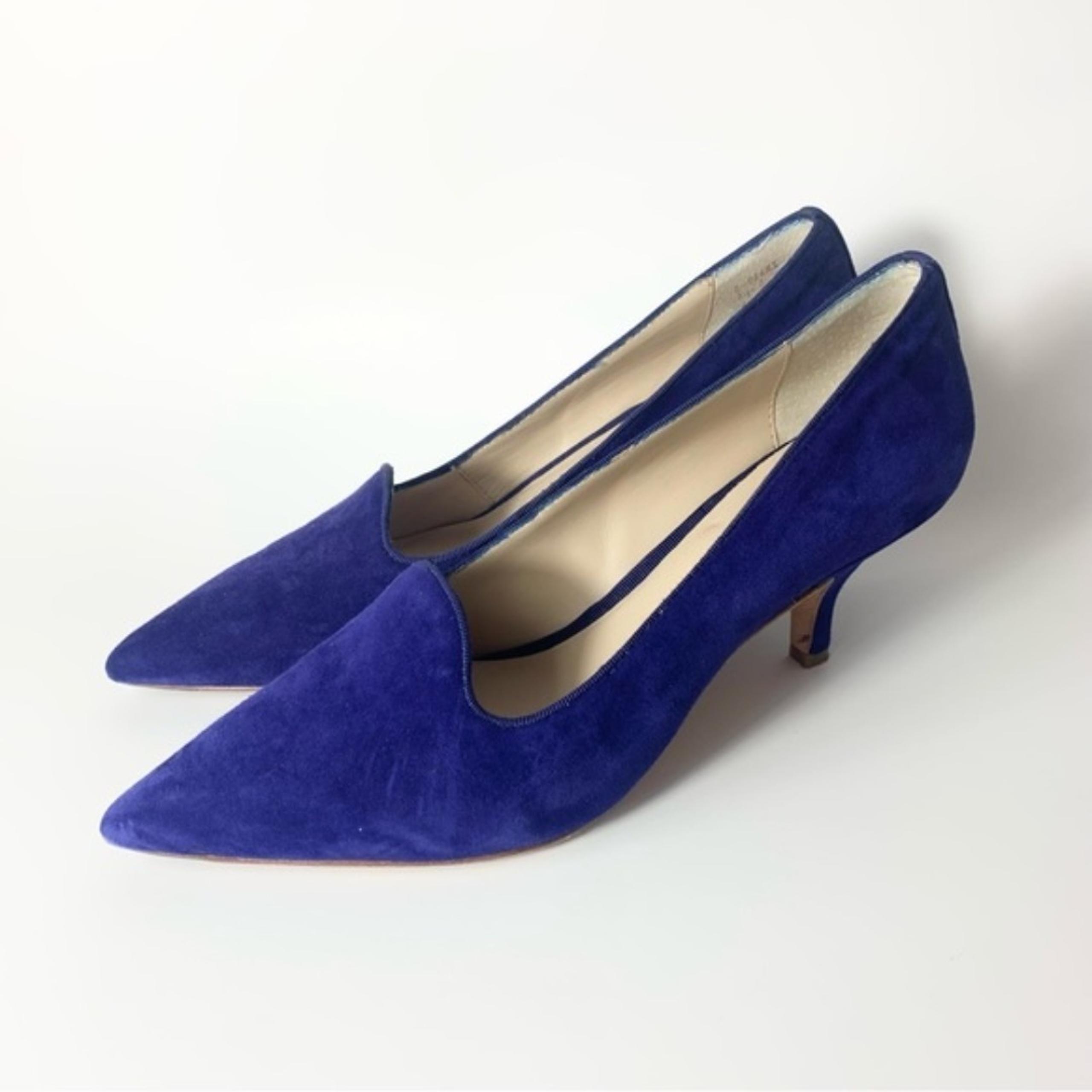 Elizabeth and James Blue Suede Pump Kitten Heel Office Shoes Size 6