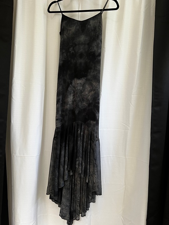 Vintage 90s Y2k Formal Cami Black & Gray Gown Fairycore Goth Sz Small (READ)