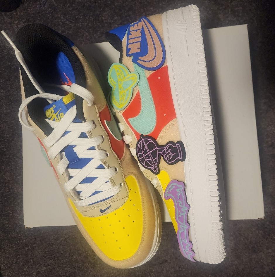 Nike Air Force 1 Low Multi-Color Velcro SKU: FN7818-100 Athletic
