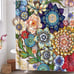 72 x 72 Boho Floral Shower Curtain w/ Hooks Paisley Fancy Bohemian Colorful
