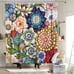 72 x 72 Boho Floral Shower Curtain w/ Hooks Paisley Fancy Bohemian Colorful