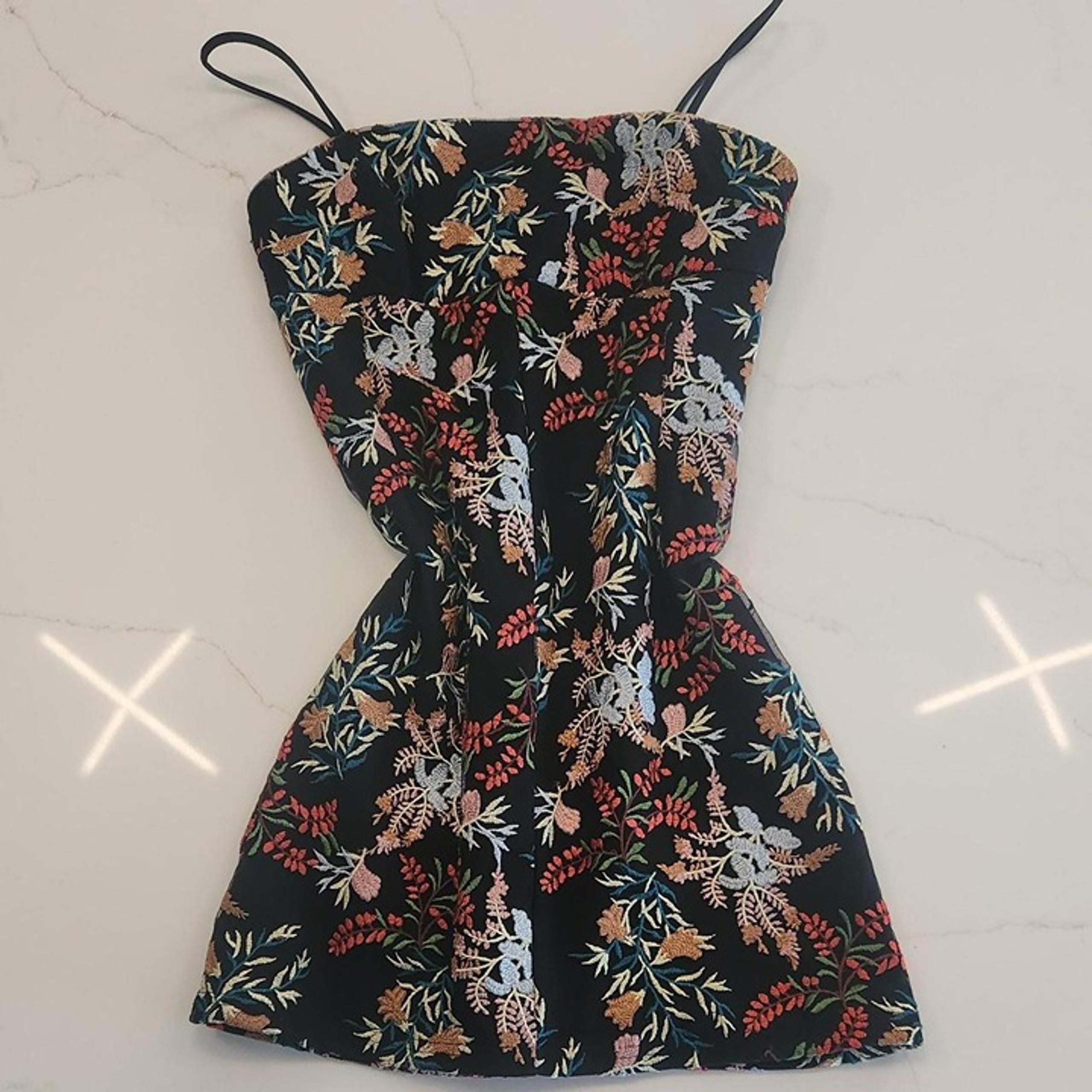 Pins & Needles Urban Outfitters Sz XS AOP Embroidered Floral Mini Dress Grunge