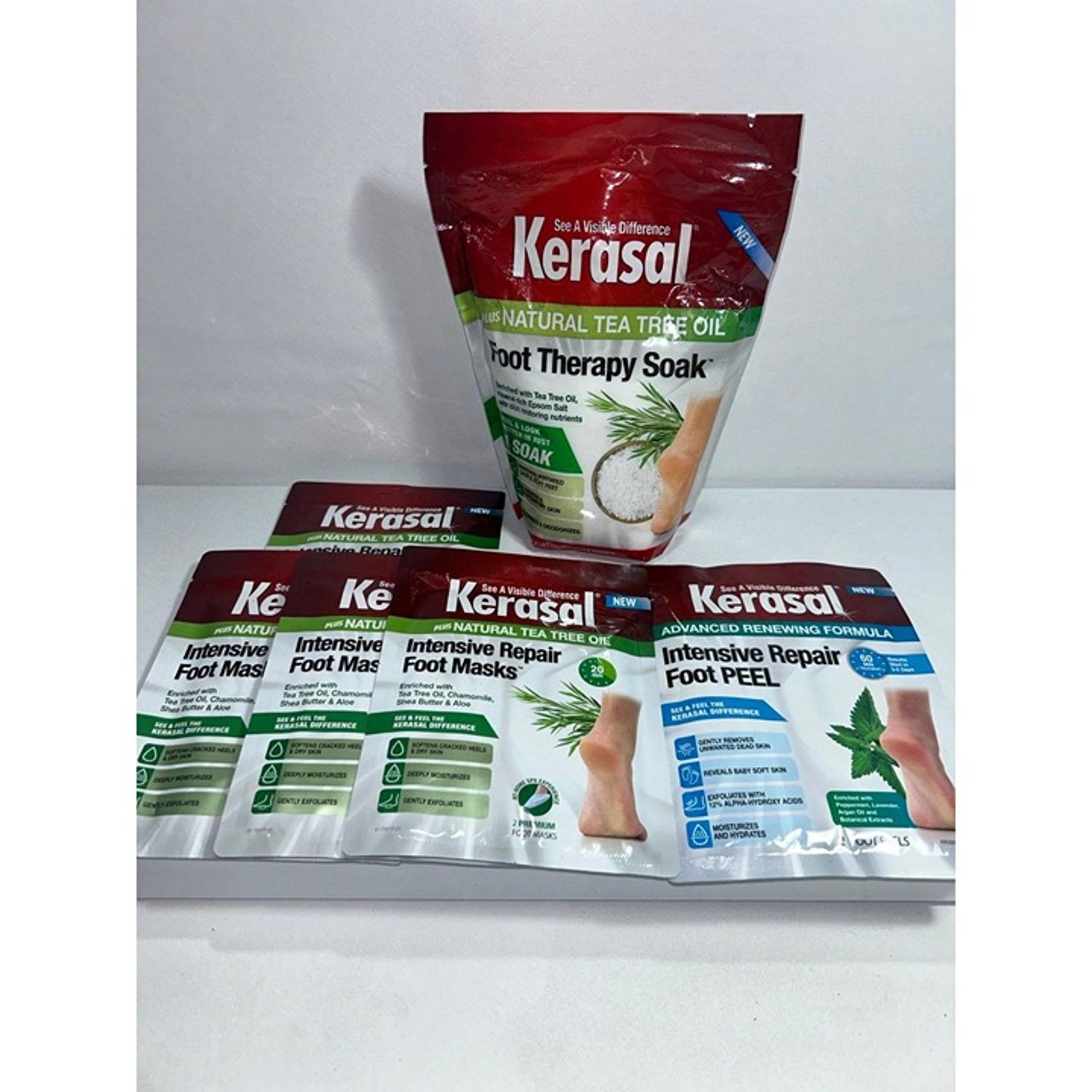 Kerasal Foot Therapy Bundle, Soak, Peel and Mask All New and Sealed, Slightly Da