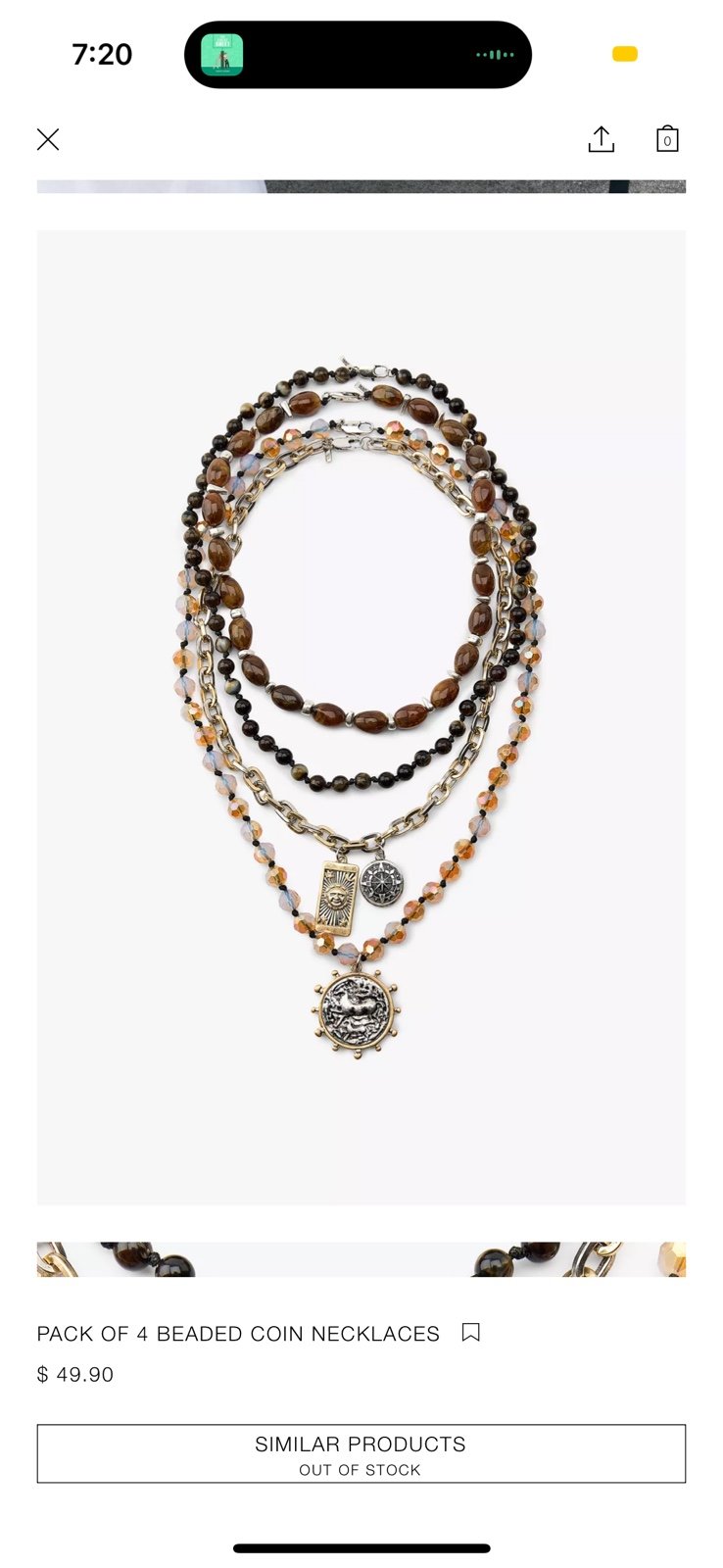 Zara 4 Beaded Coin Goldtone Multistrand