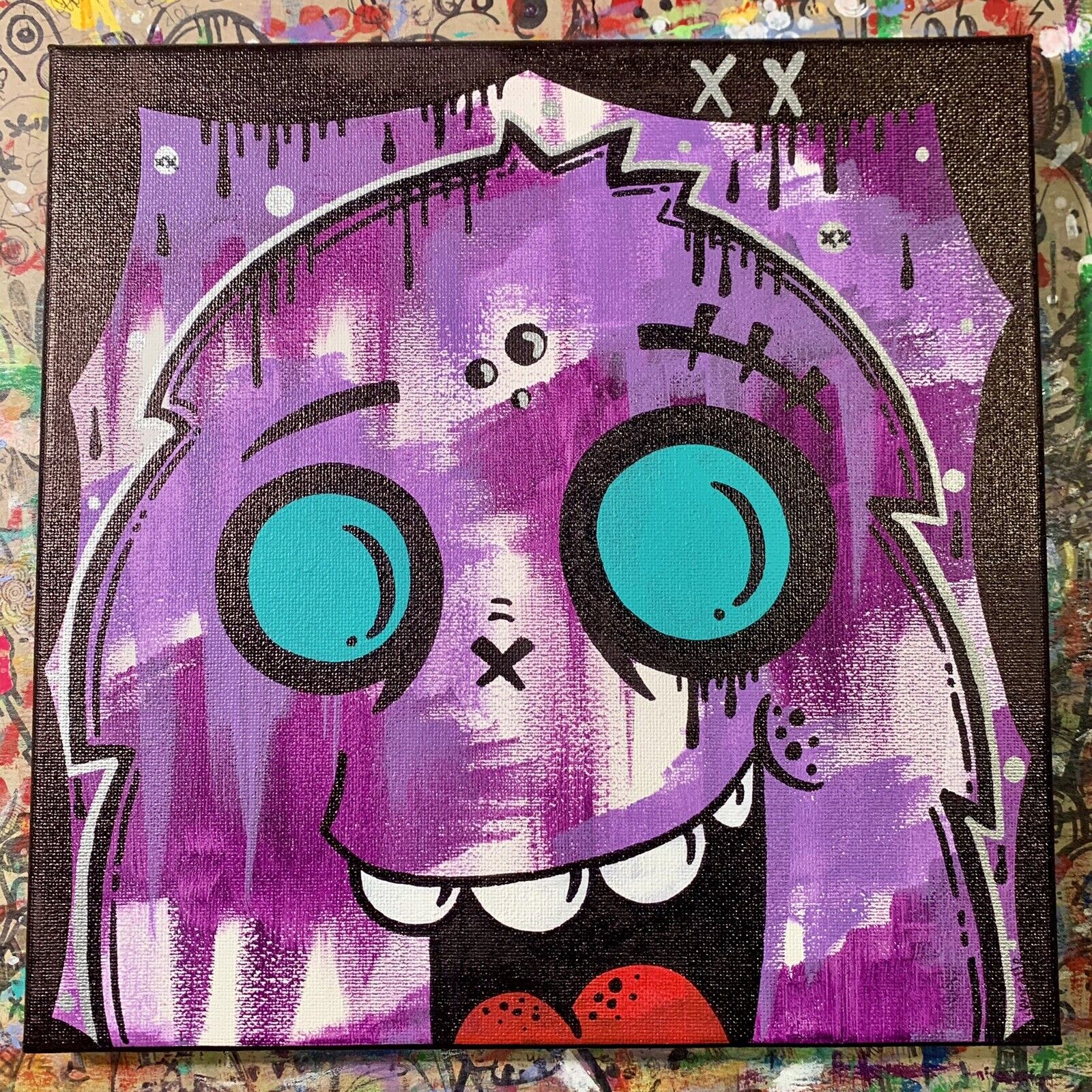 Jencalle Graffiti Art ORIGINAL Street Modern Urban Pop 10x10 Canvas PAINTING