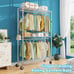50 Large Rolling Garment Racks with Double Rods and Side Hooks 450lb Load