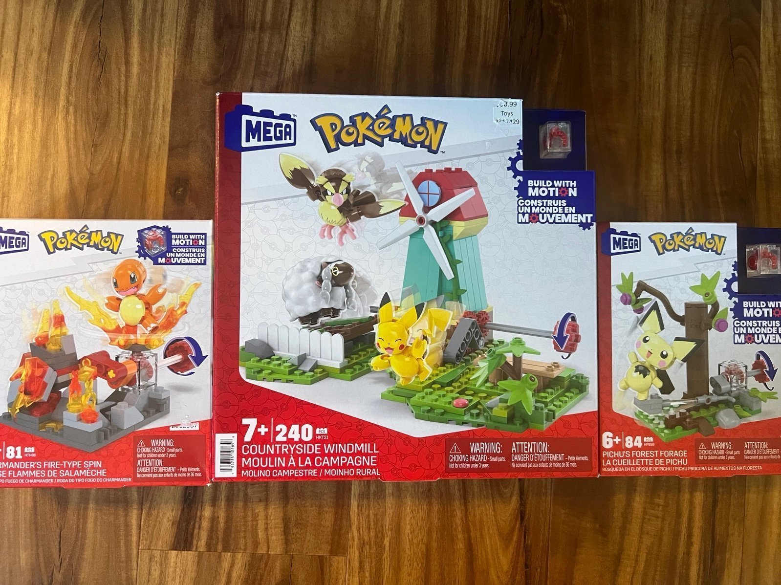 Mega Pokemon Sets - Charizards Fire, Countryside Windmill, Pichu's Forest Forage