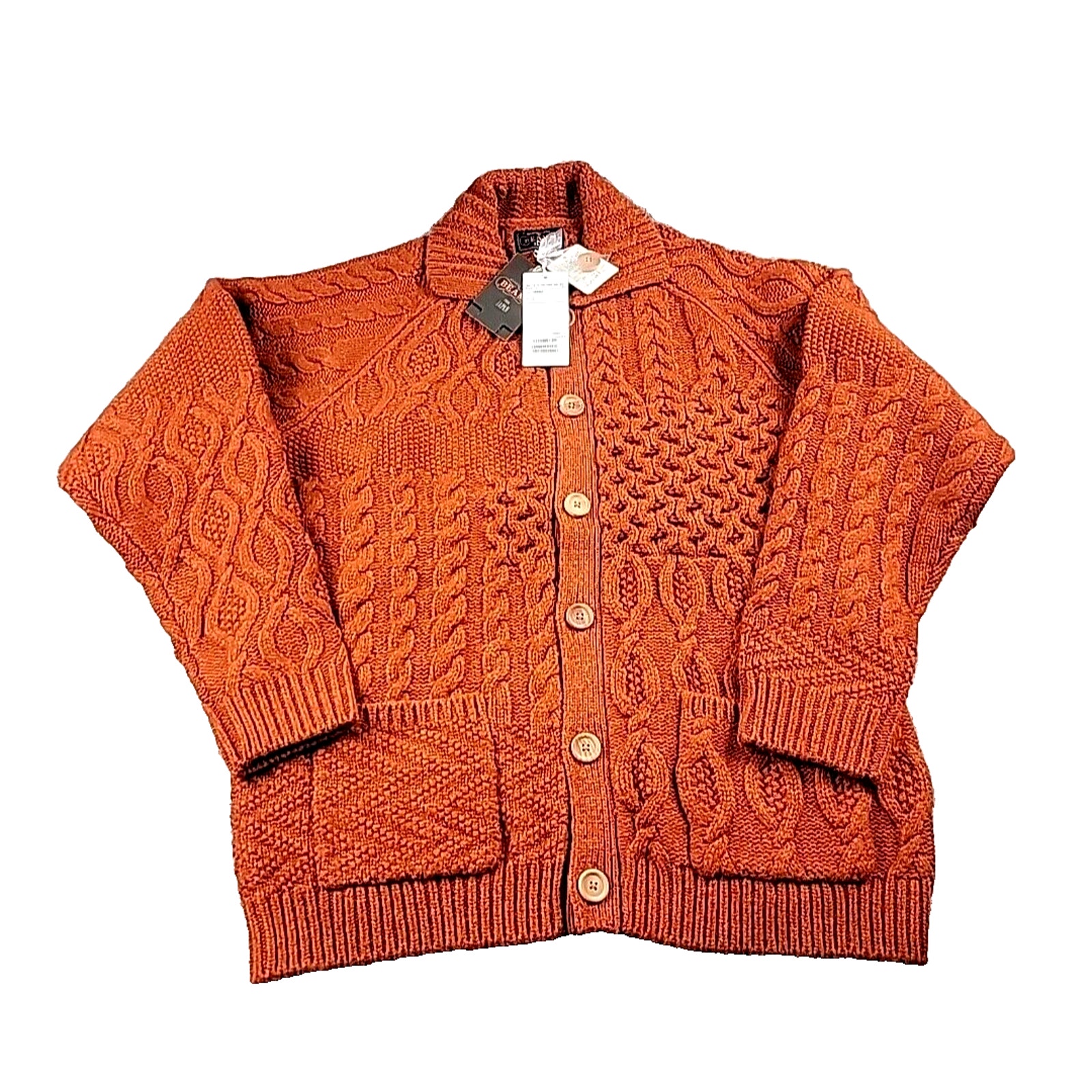 【メーカー直送】 Beams Plus Alan Patchwork Wool Cardigan size L Orange Aran トップス