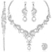 Crystal Necklace Earrings Bracelet Ring Bridal Wedding Party Jewelry Diamond Set