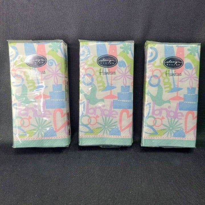 Pocket Tissues Hankies Wedding Bridal Theme 3 Packs Packages Wedded Bliss New Pocket Tissues Hankies Wedding Bridal Theme 3 Packs Packages Wedded Bliss New