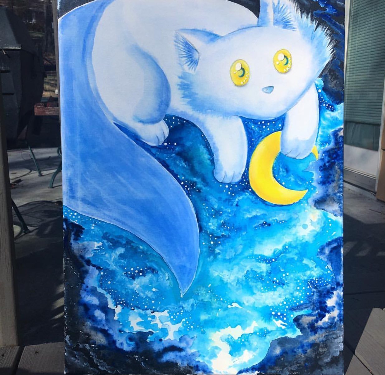 Sleepy cat painting