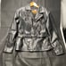 Harley Davidson Leather Motorcycle Jacket Black Women’s Large Fringe Belt Silver