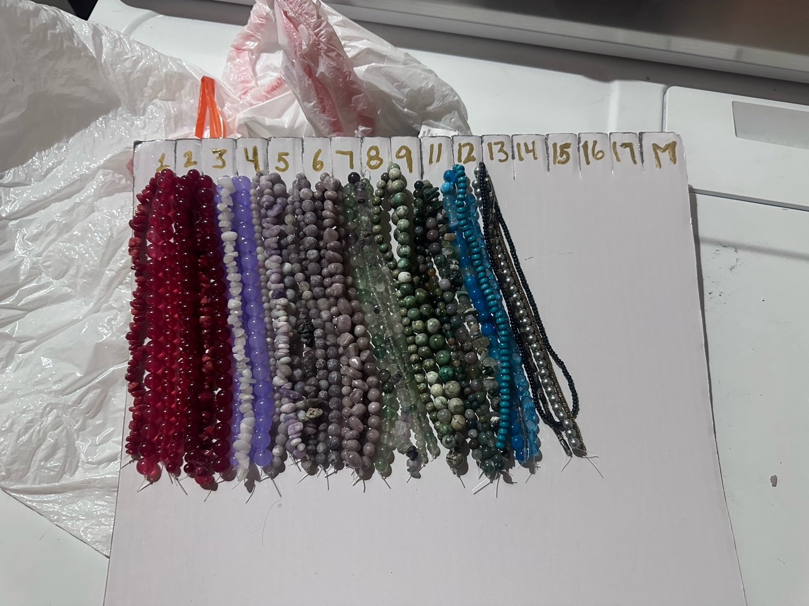 Multi strand, semi precious stone beads