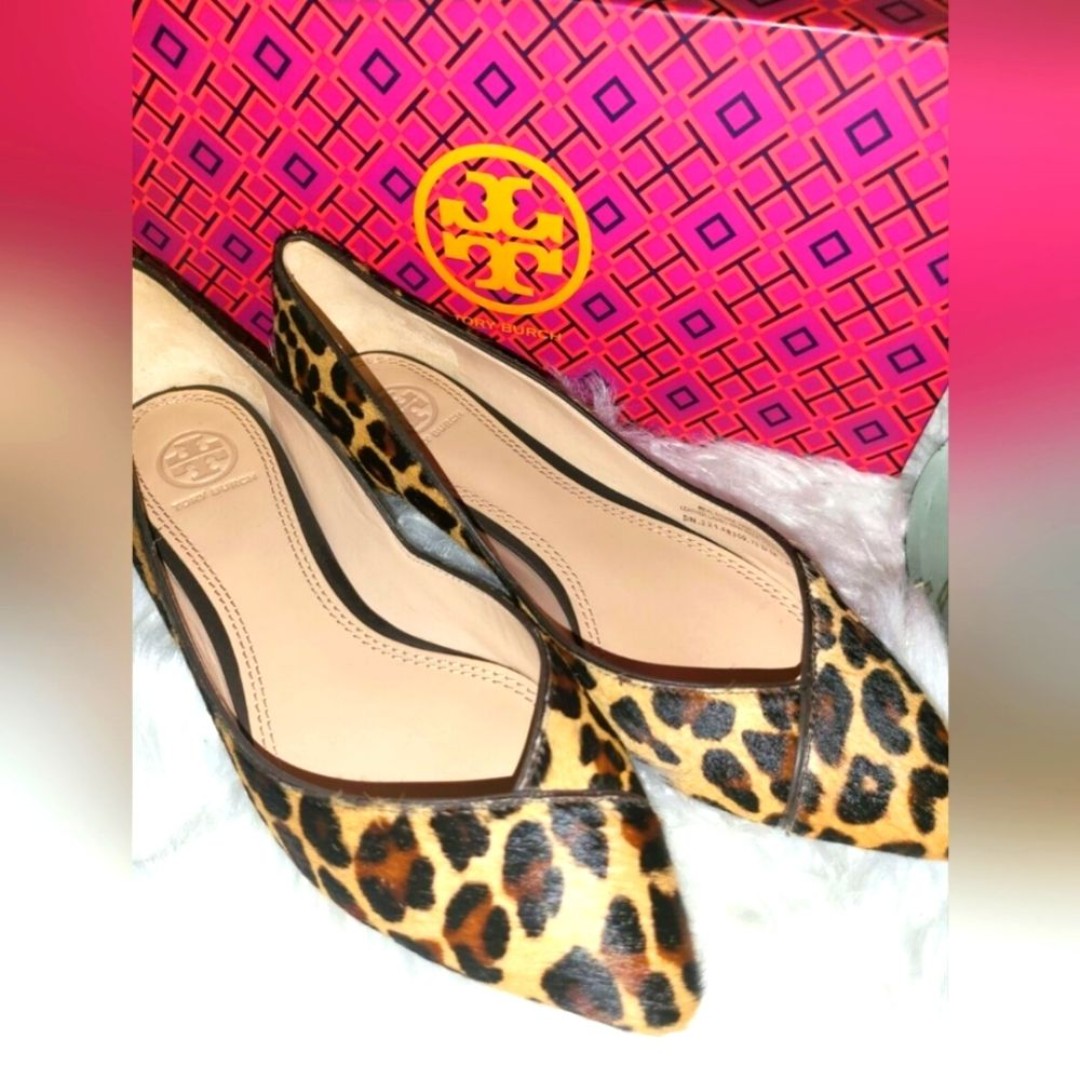 Tory Burch Designer Nicki Leopard Animal Print Flats 8.5