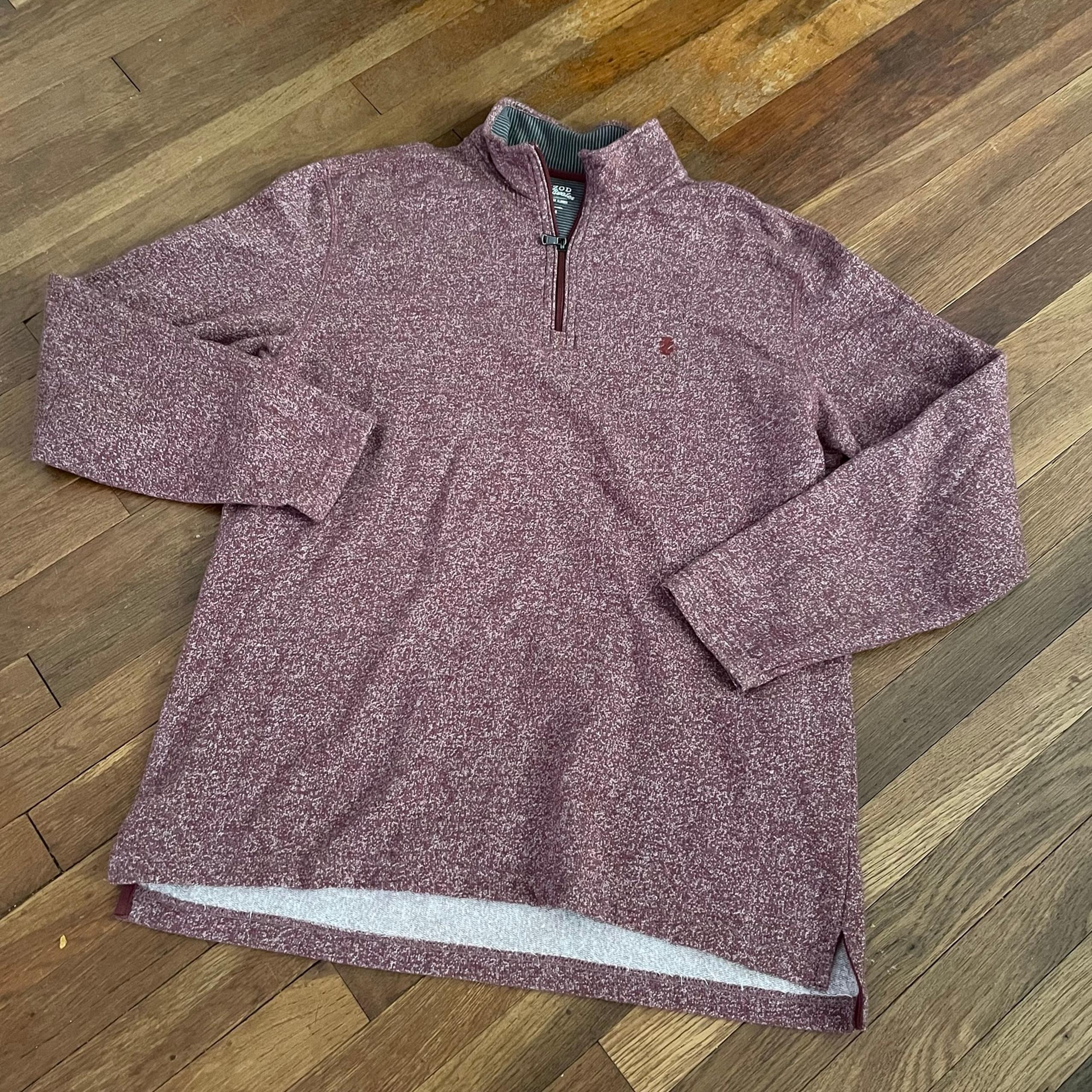 Izod Saltwater Mens Sweater Sweatshirt Size M Relaxed Quarter Zip Long Sleeve