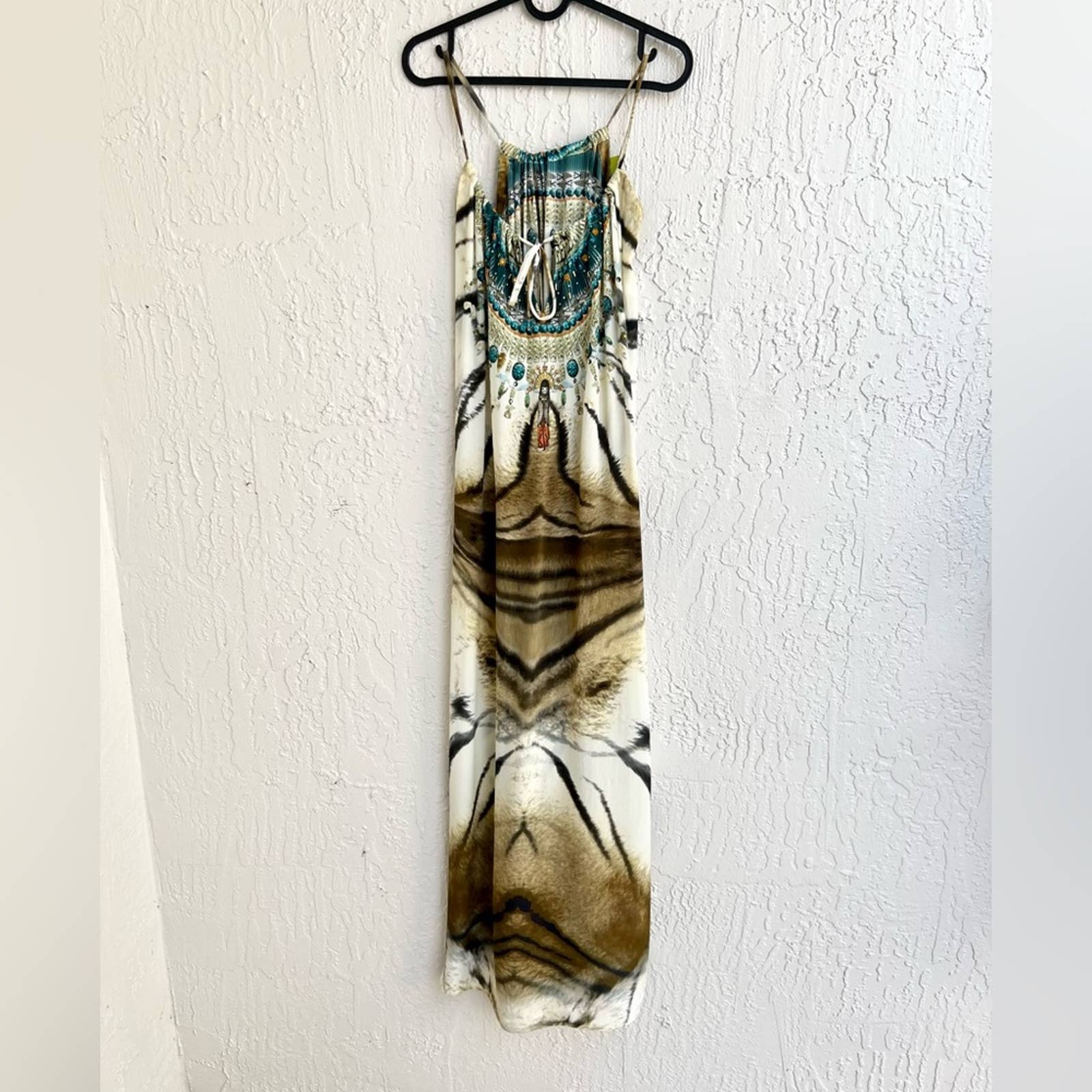 Camilla halter neck maxi silk dress Tiger print small / medium