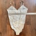 CALVIN KLEIN sleepwear écru lace bodysuit, size L, NWOT