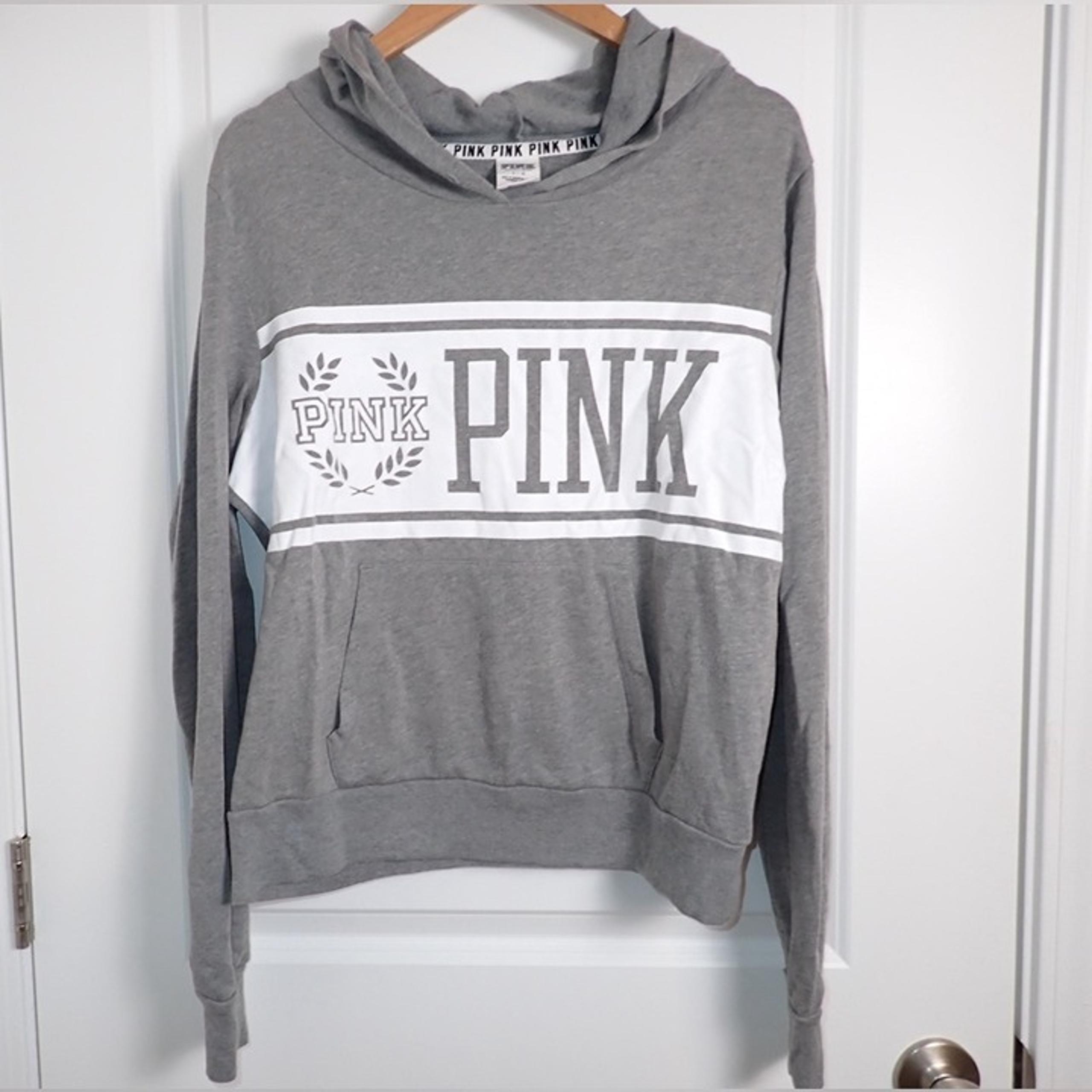 Victoria's Secret PINK Graphic Gray Pullover Hoodie Women's Size L