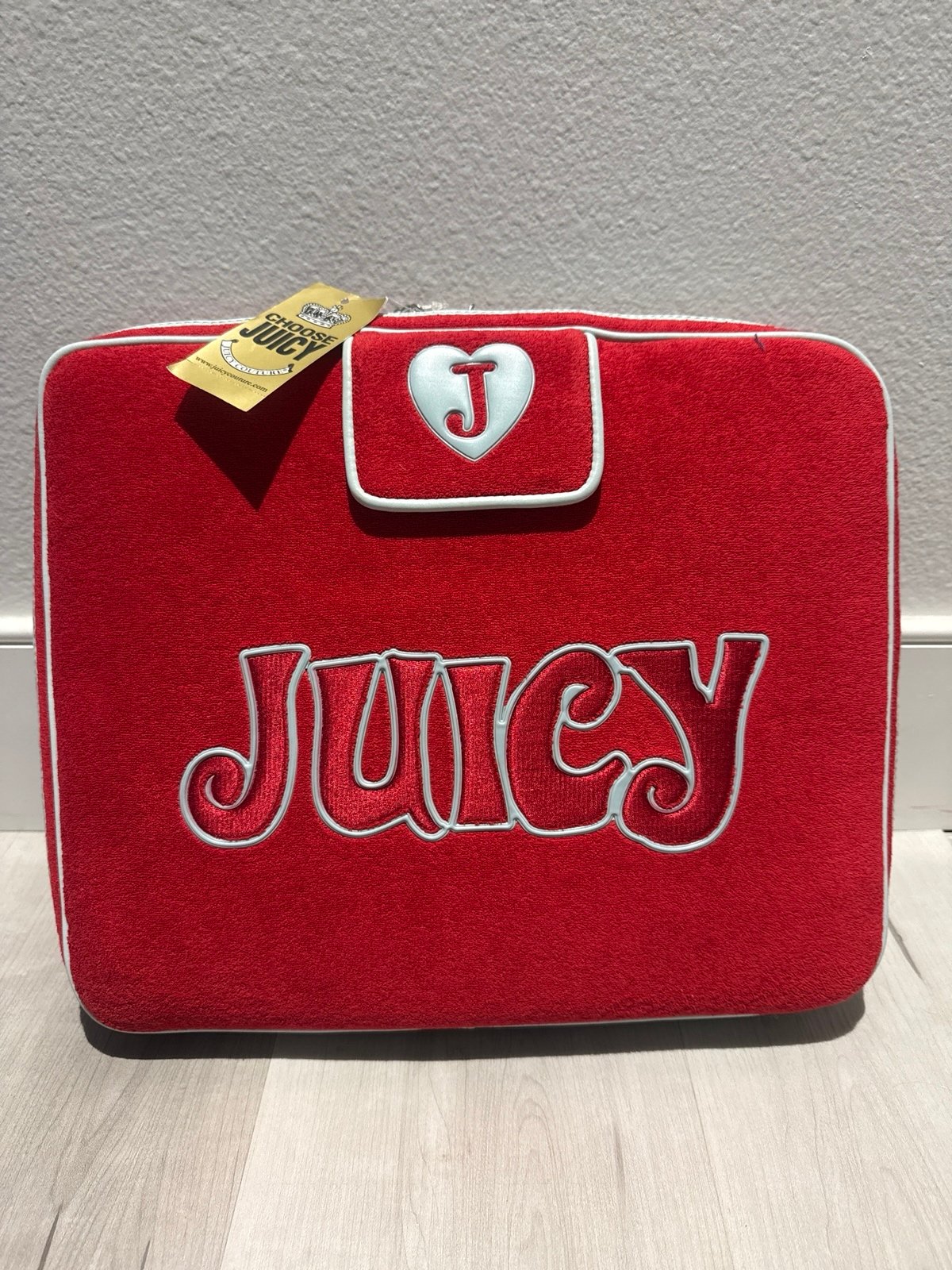 Designer Juicy Couture Laptop case red terry RARE sleeve