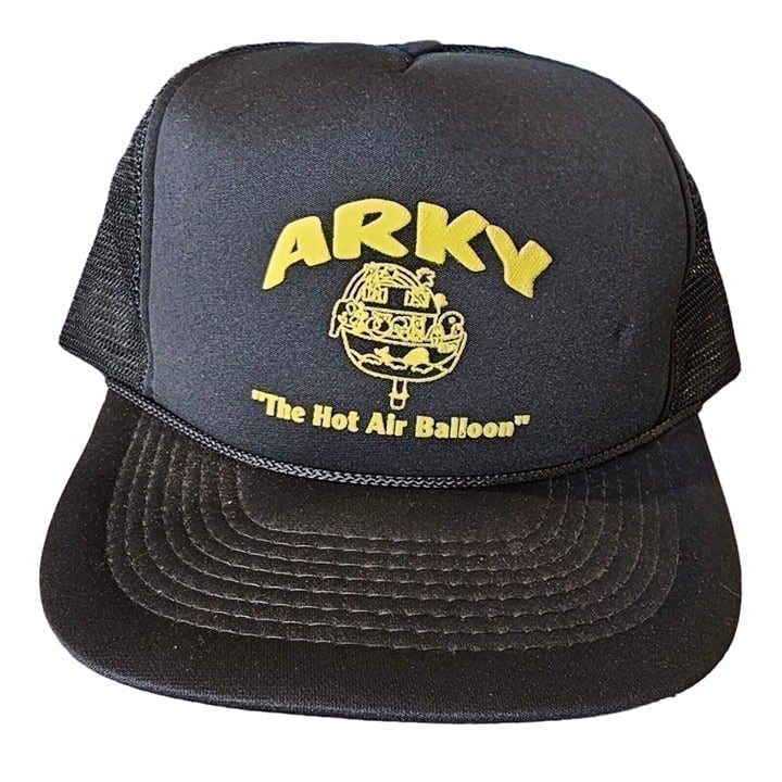 Vintage 80s Hot Air Balloon Festival Noahs Ark Arky Rope Hat Snapback Cap Black
