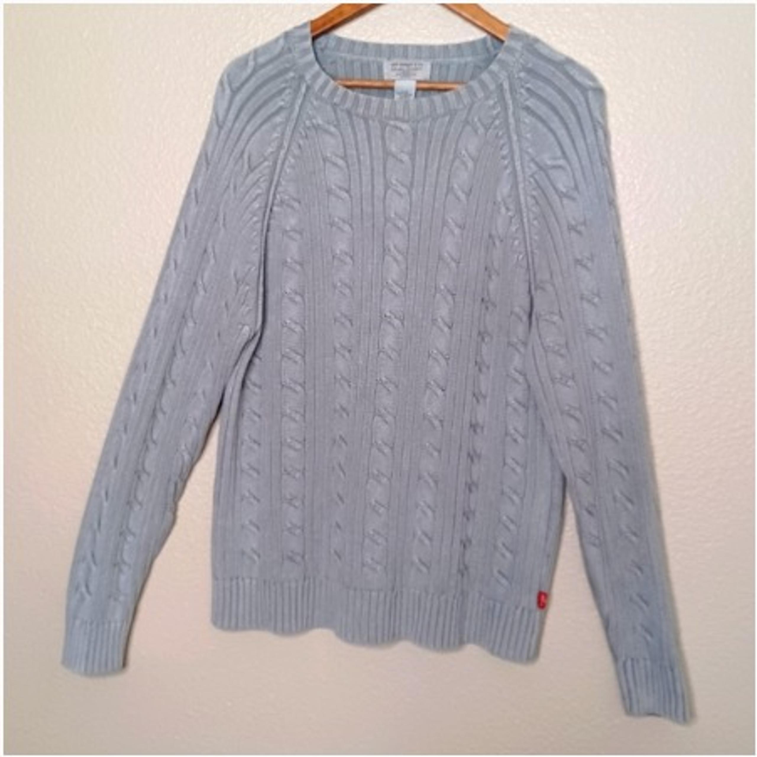 Levi Strauss Co Men's Large Grey Cable Knit  Crewneck Long Sleeve Sweater Top