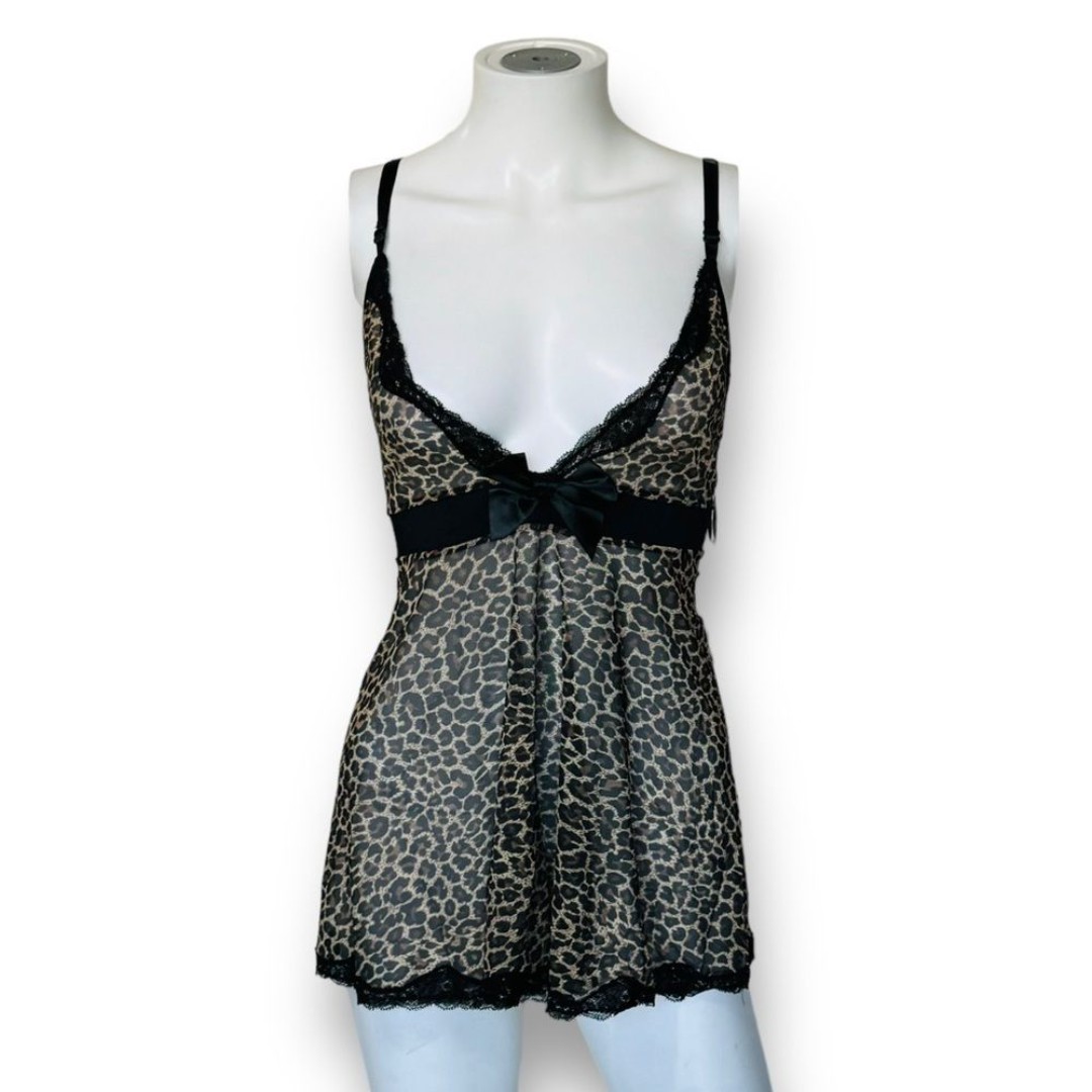 Kissable by Coquette Brown/ Animal Print Leopard with g string Size X-Large