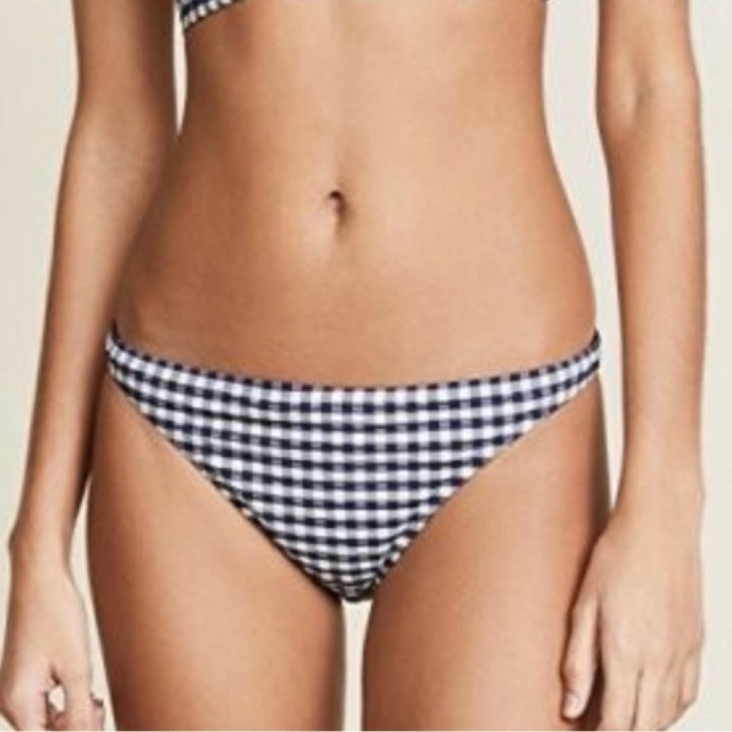 Tory Burch Gingham Hipster Navy and White Checkered Bikini Bottoms