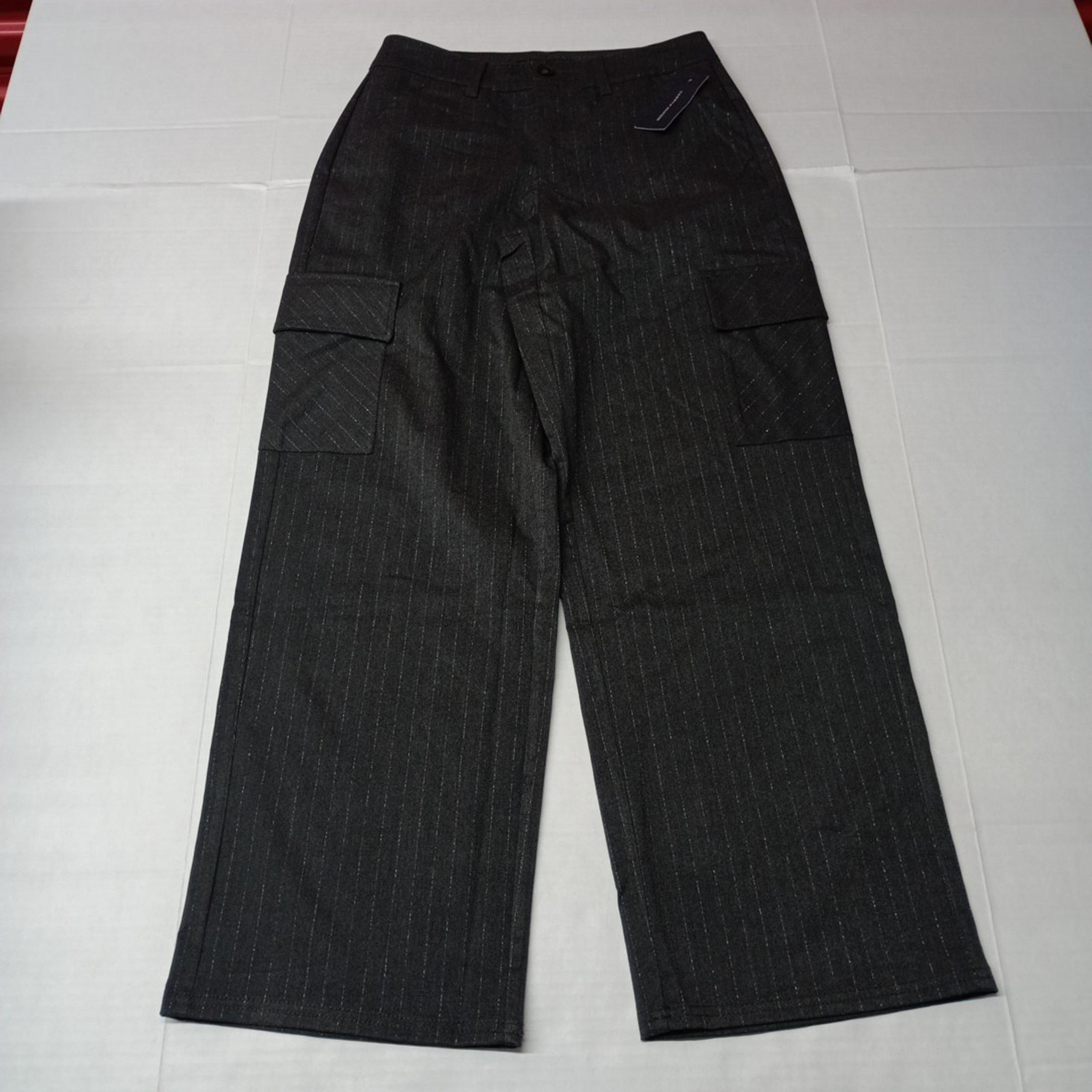 Tommy Hilfiger Women's Solid Modern Wide-Leg Cargo Pants Size 2 Gray Striped