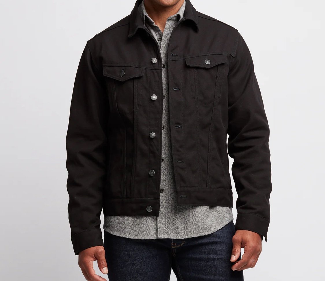 Line Of Trade Montana Canvas Trucker Jacket, Black, Cotton, Button Up, Mens XL