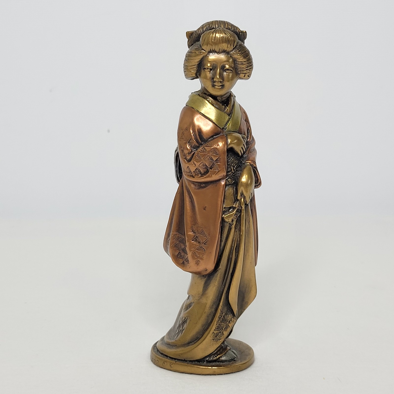 Vintage Bronze Mixed Metal Geisha Figurine Signed and Numbered