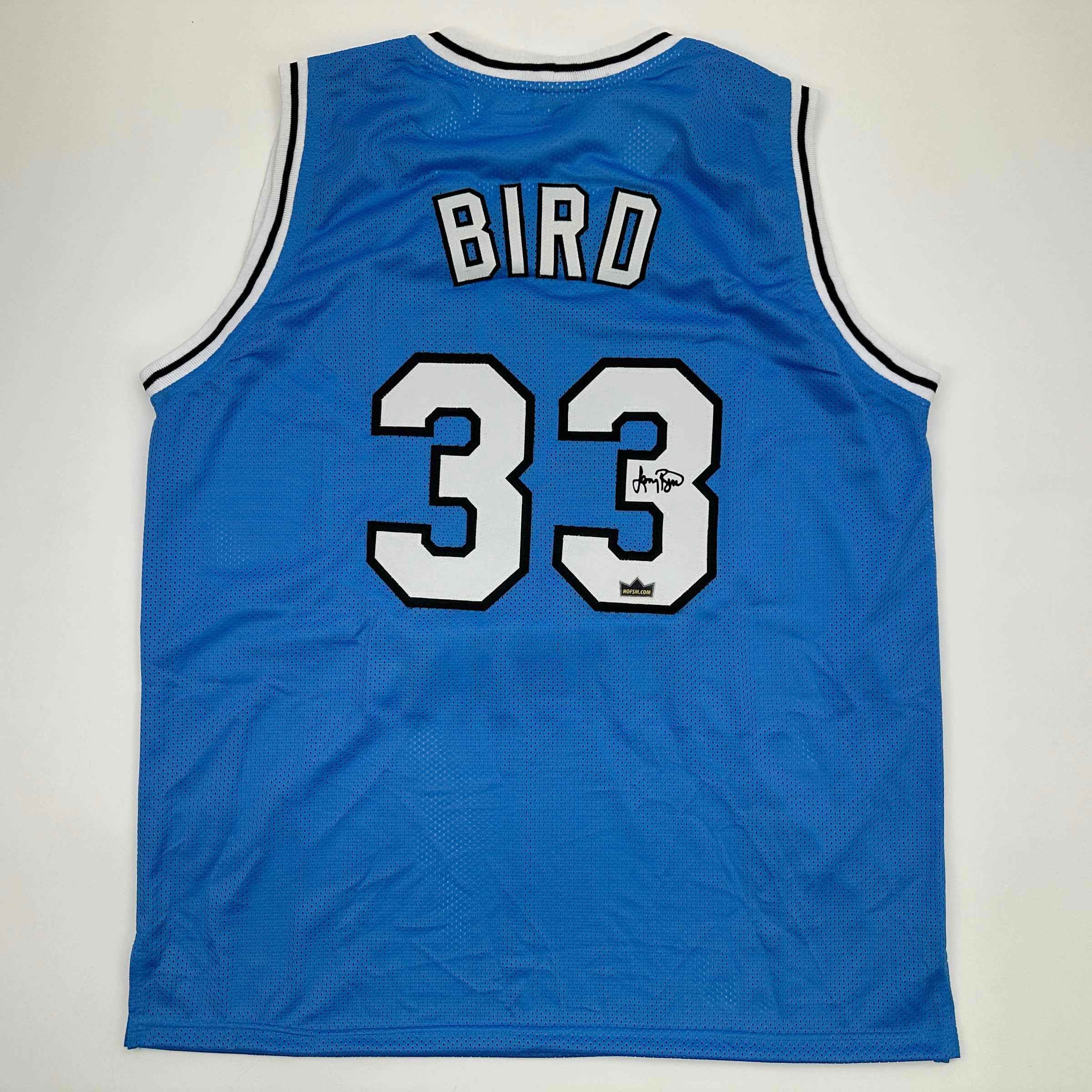 Facsimile Autographed Larry Bird Indiana State Blue Auto Jersey Size Men's XL