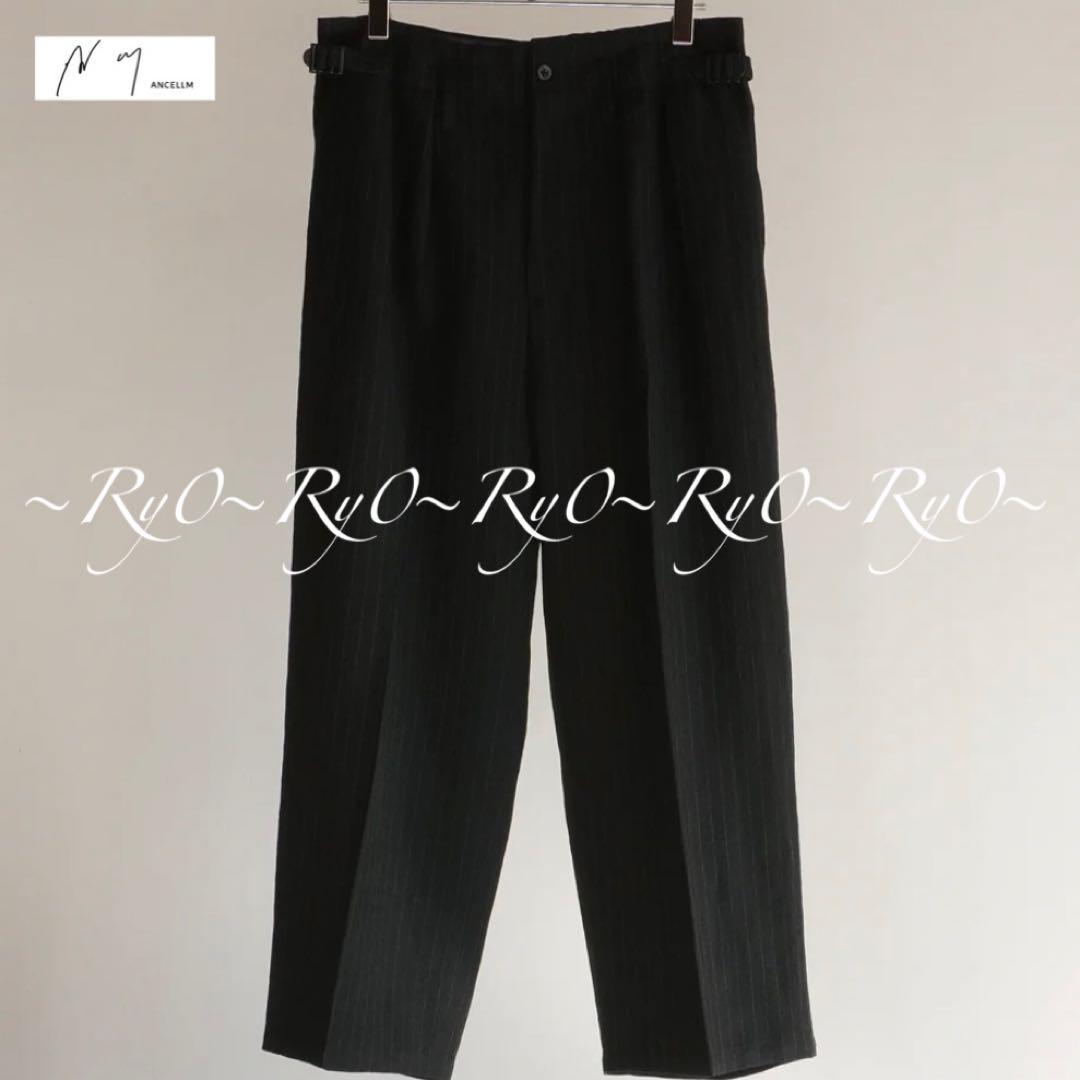 《ANCELLM》STRIPE WOOL WIDE SLACKS