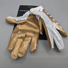 Jordan Brand Football Knit Gloves Football Gloves Gold and White Size Large