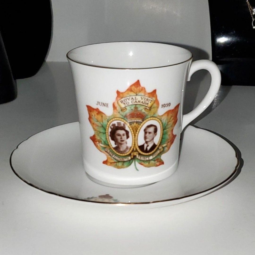 A Shelley England Bone China Teacup and Saucer Royal Visit To Canada 1959