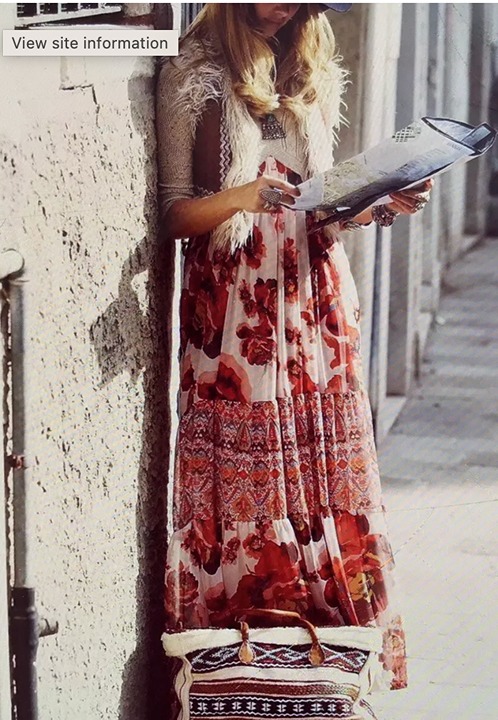 Free People ethnic rose floral boho maxi 100% cotton sweater dress size Large